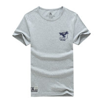 夏装新款战地吉普AFS JEEP纯棉弹力圆领短袖T恤衫79886男体恤polo(灰色 L)