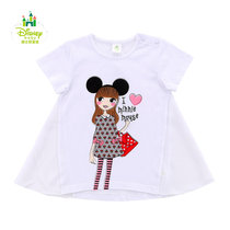 迪士尼宝宝 女款童装时尚短袖T恤 上衣 夏季新款 棉/雪纺(白色 110cm(3-4岁))