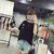 葩葩乐奇2017棉质夏季新款口袋短袖T恤女rihan7017(黑色 XXL)第4张高清大图