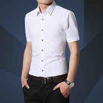 2017夏季新款男士短袖衬衫  时尚修身清凉透气短袖衬衫 男 2307(白色)