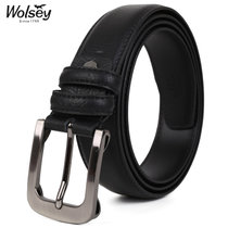 金狐狸Wolsey男士针扣皮带WF666-3黑色(黑色 均码)